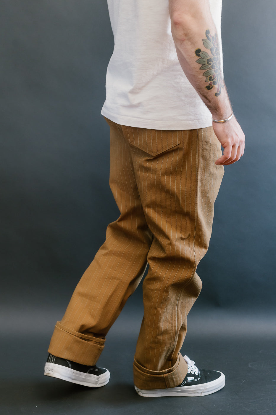 Lot 1228 - 1874 Greenebaum Heavy Leather Bound Overall Trousers - Duck Stripe