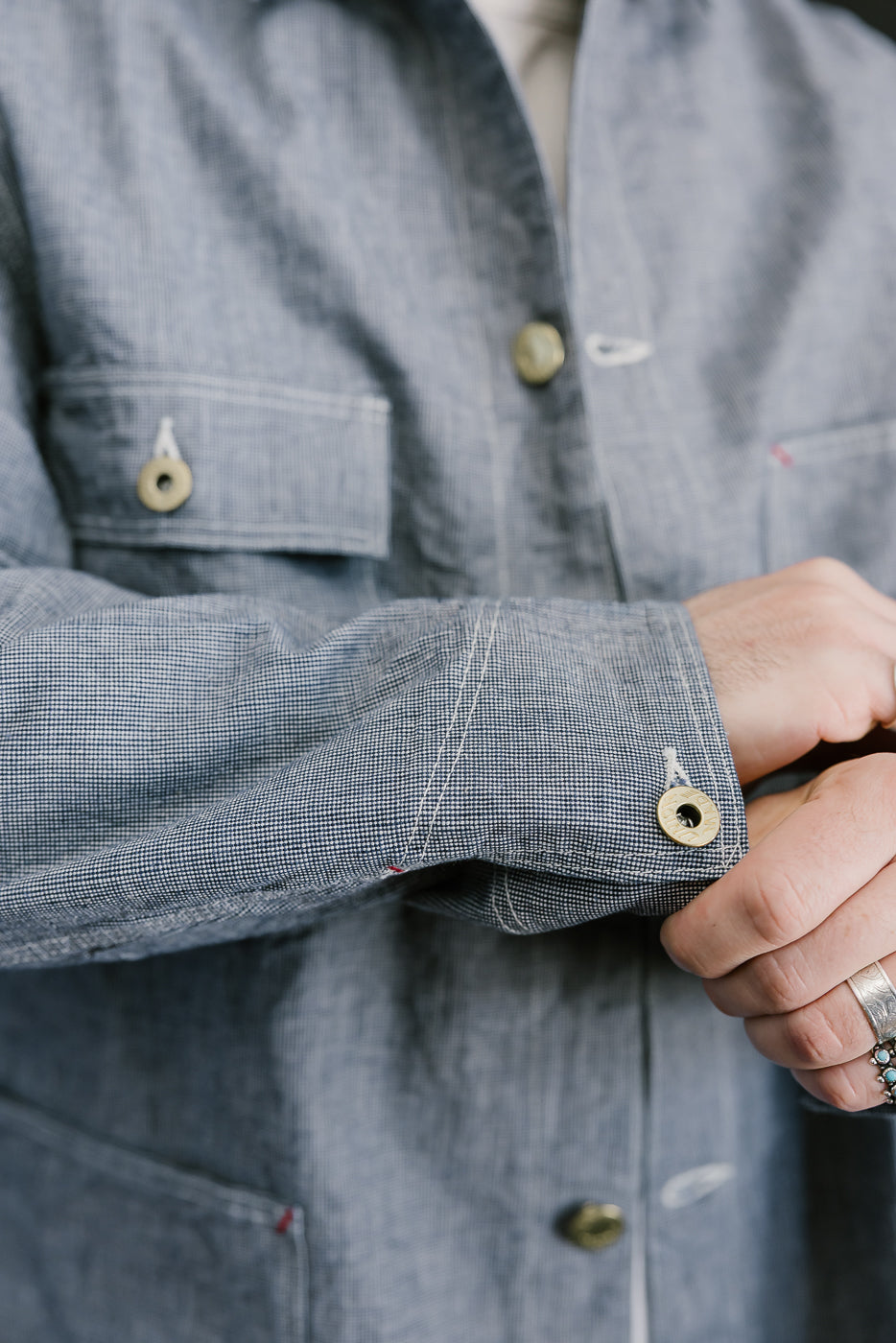 Lot 2195 - Pincheck Change Button Coverall - Indigo