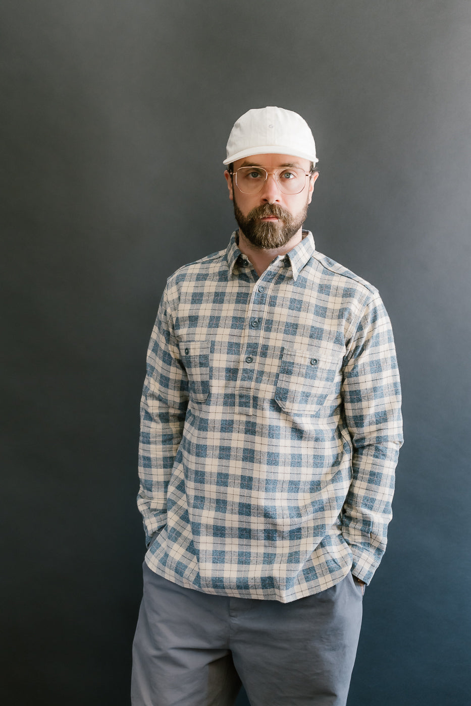 Lot 3060-O - Pullover Flannel Shirt One-Wash - H-1 Navy