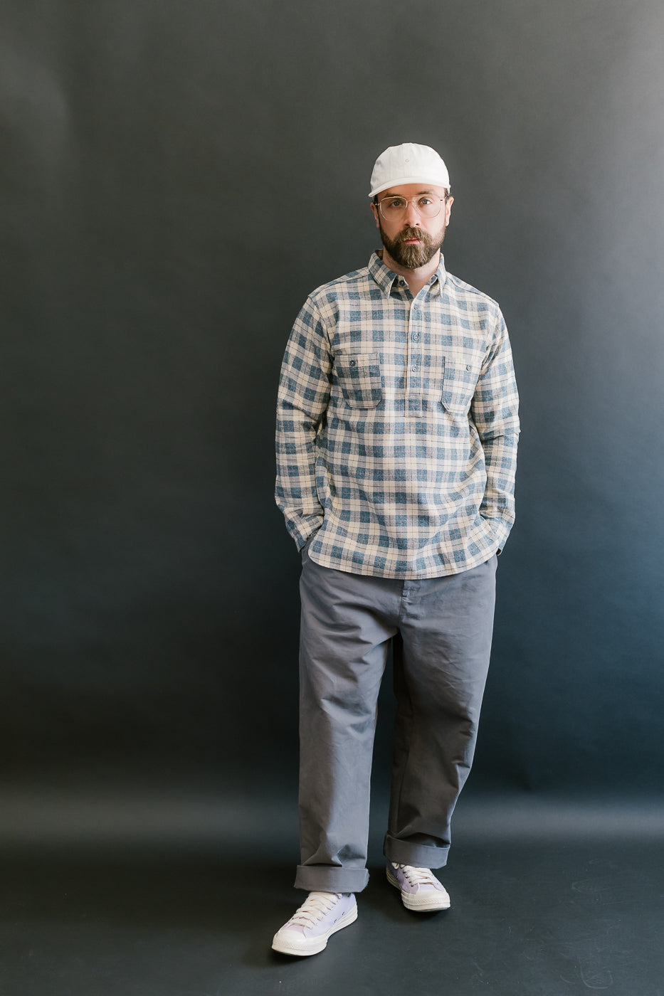 Lot 3060-O - Pullover Flannel Shirt One-Wash - H-1 Navy