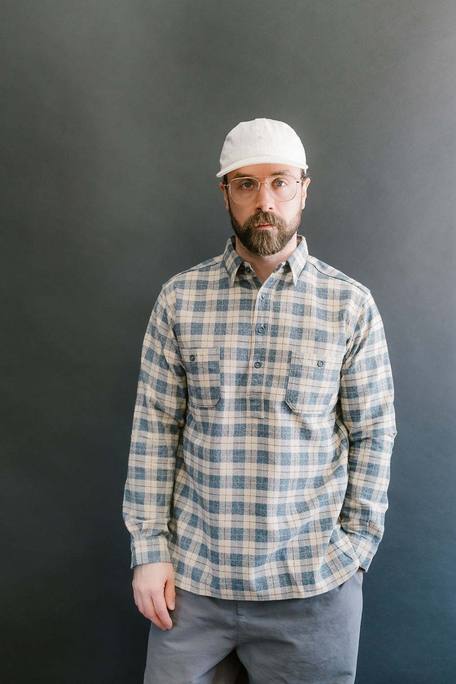 Lot 3060-O - Pullover Flannel Shirt One-Wash - H-1 Navy
