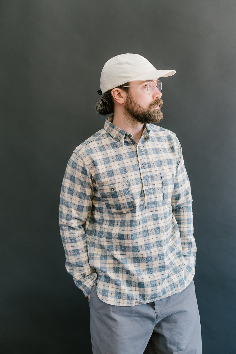 Lot 3060-O - Pullover Flannel Shirt One-Wash - H-1 Navy