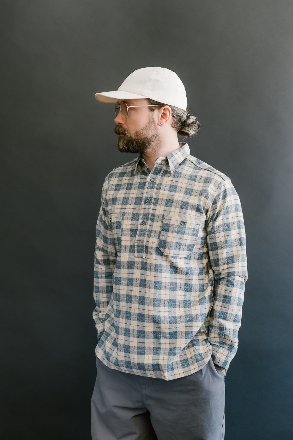 Lot 3060-O - Pullover Flannel Shirt One-Wash - H-1 Navy
