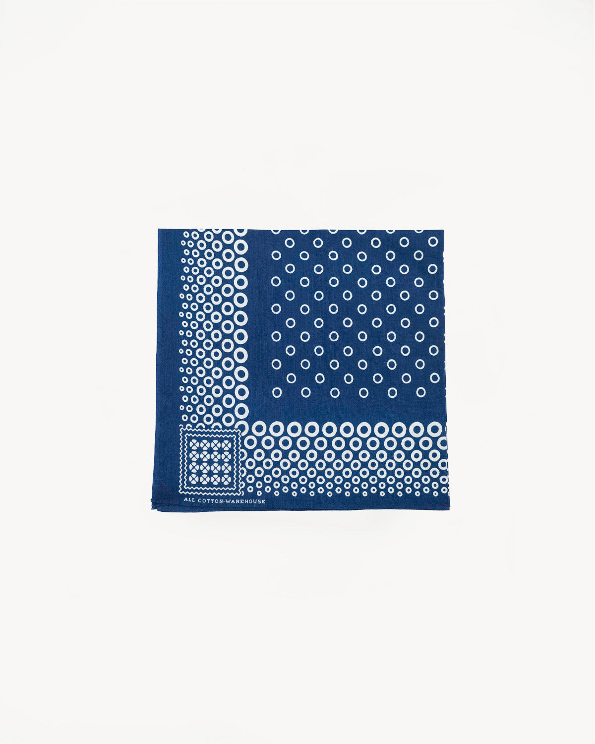 Lot 5227 - Selvedge Bandana C Circle Pattern - Indigo