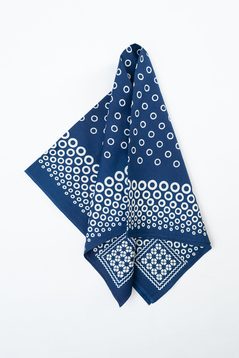 Lot 5227 - Selvedge Bandana C Circle Pattern - Indigo