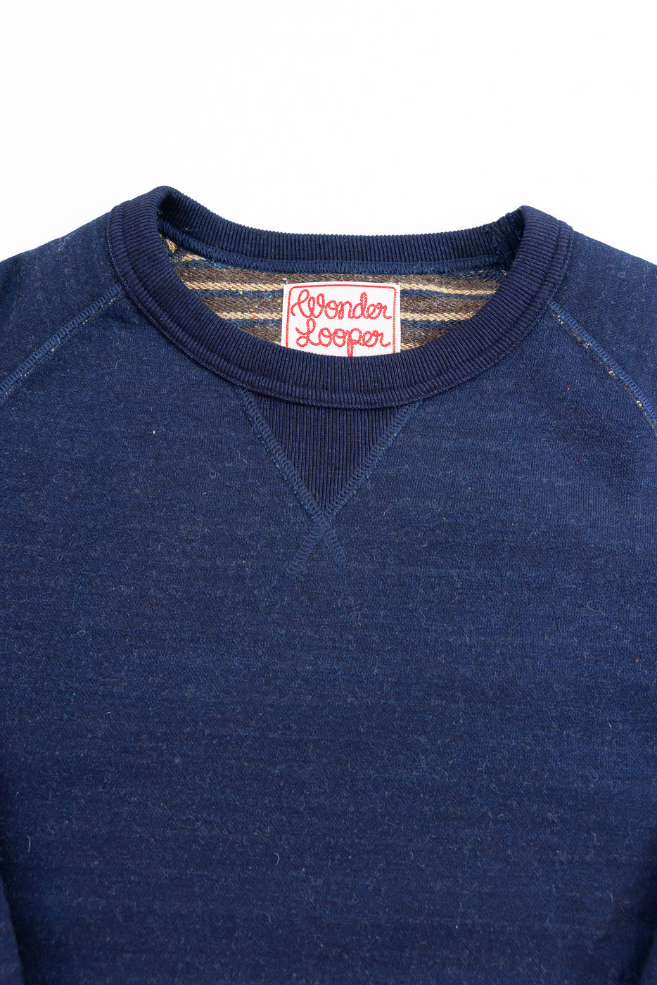Pullover Crewneck - Real Indigo Blanket Striped French Terry