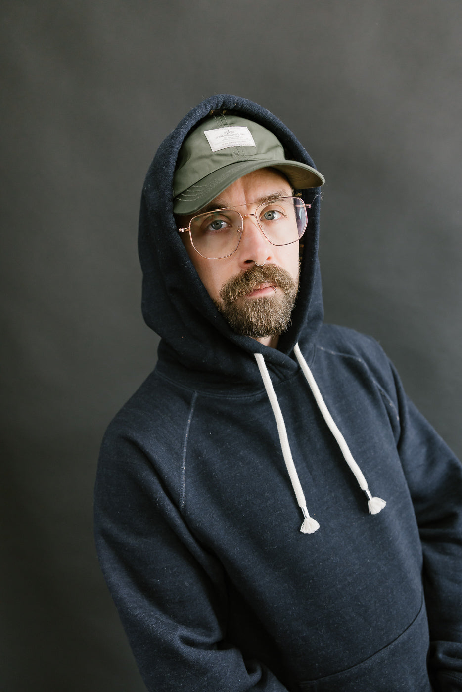 Pullover Hoodie - Real Indigo Blanket Striped French Terry