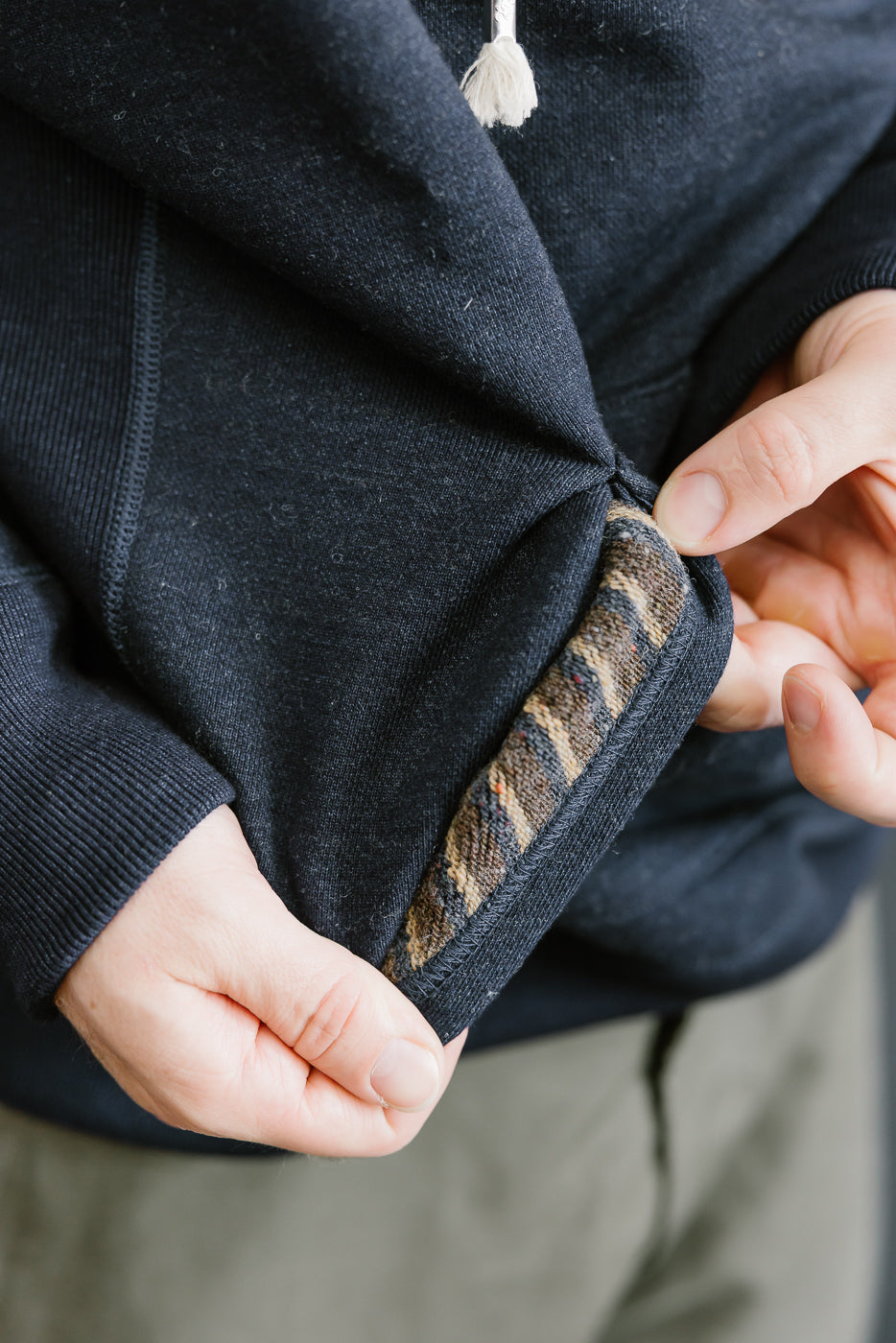 Pullover Hoodie - Real Indigo Blanket Striped French Terry