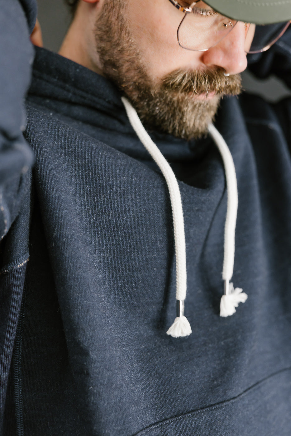Pullover Hoodie - Real Indigo Blanket Striped French Terry