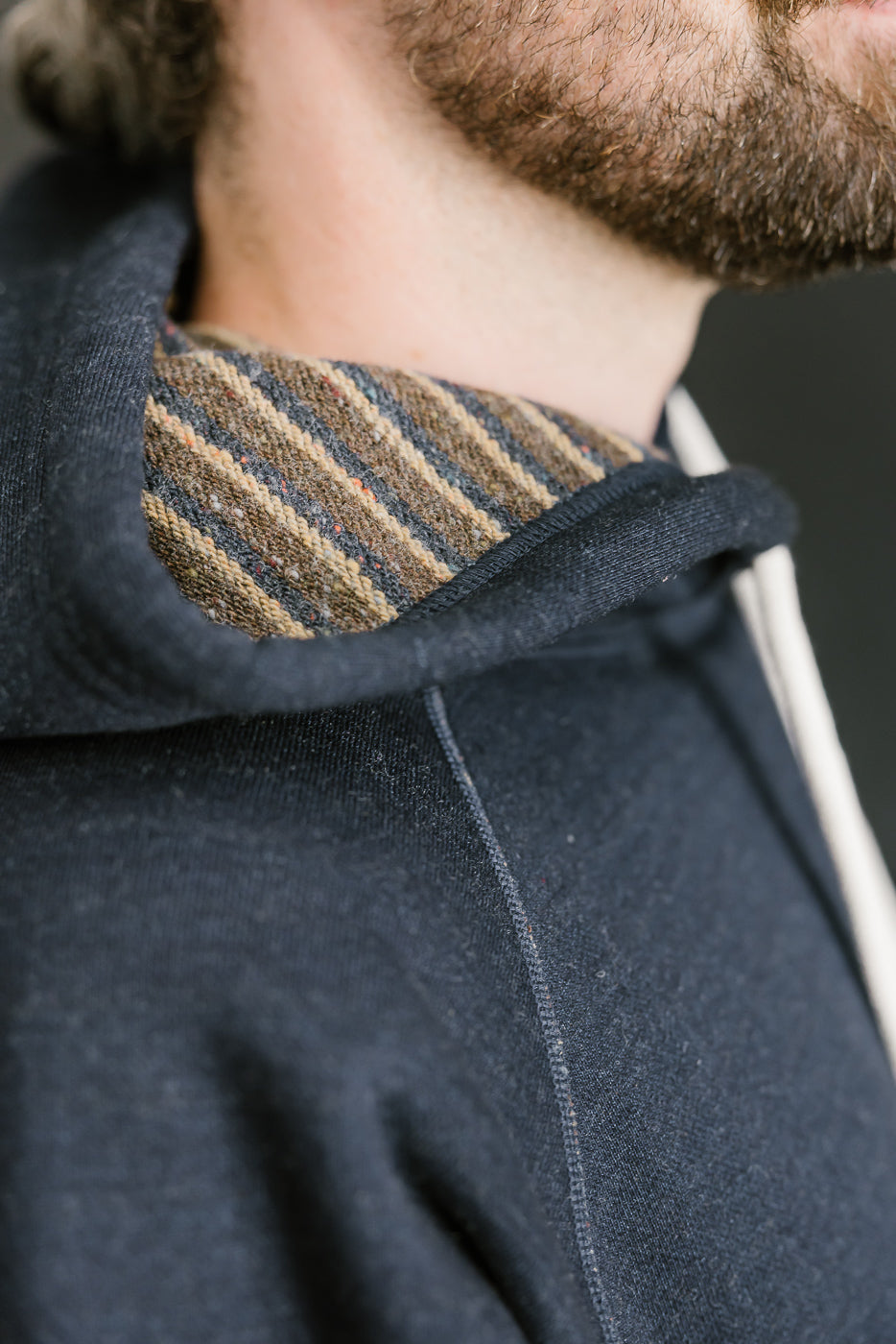 Pullover Hoodie - Real Indigo Blanket Striped French Terry