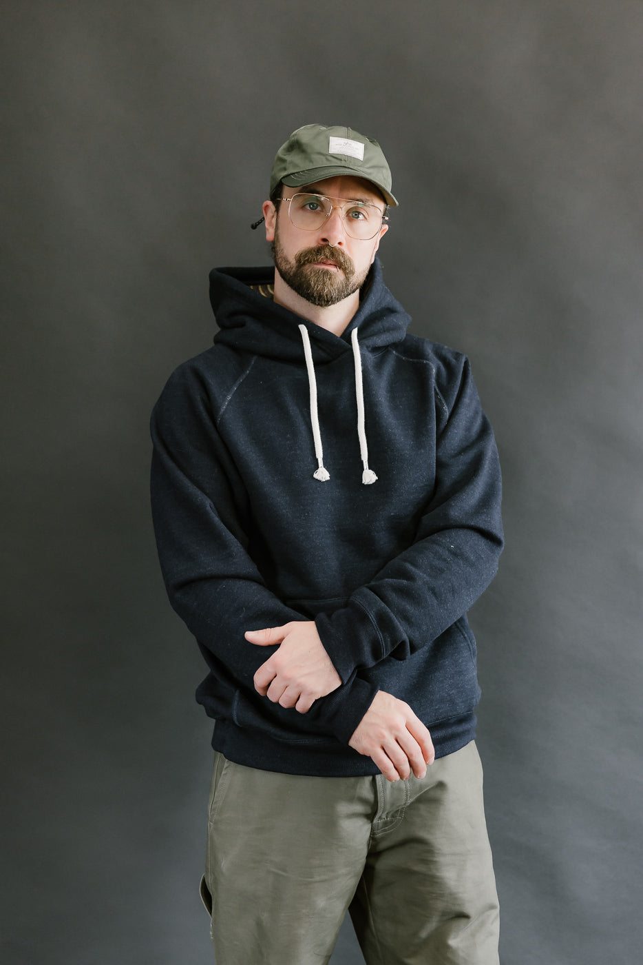 Pullover Hoodie - Real Indigo Blanket Striped French Terry