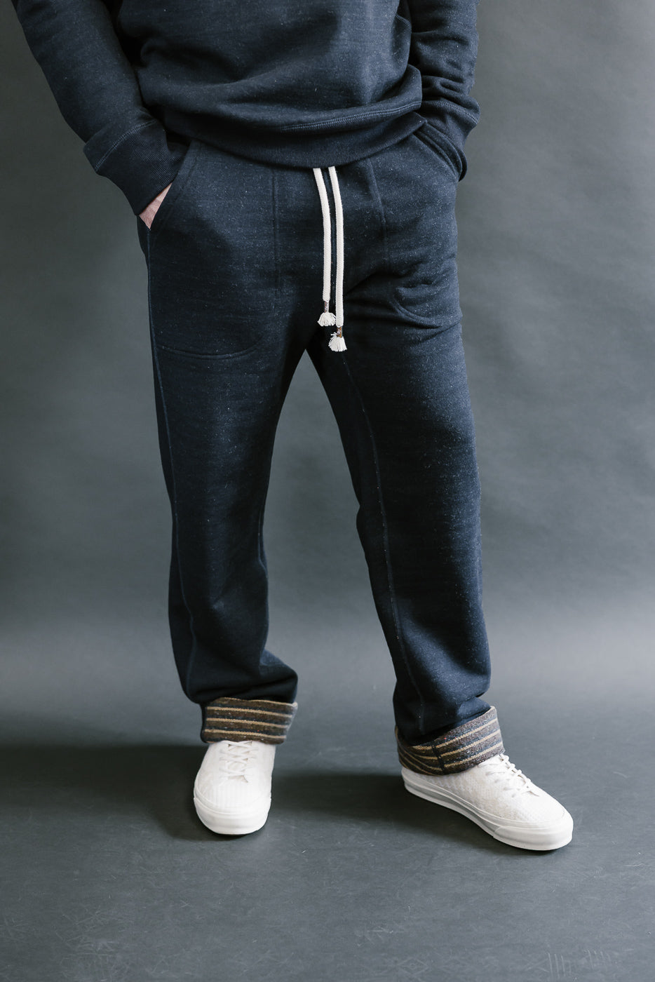 Sweat Pants - Real Indigo Blanket Striped French Terry