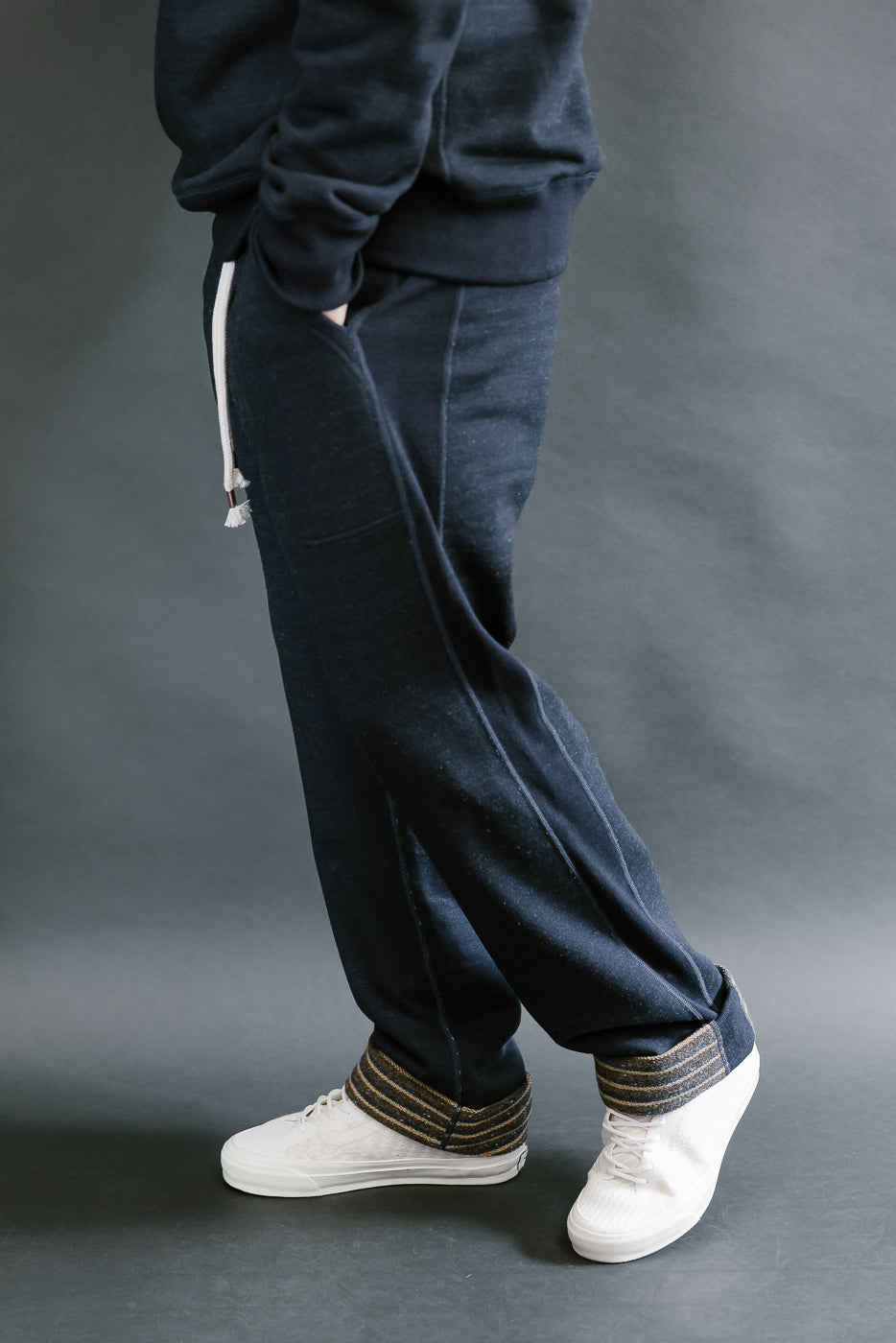 Sweat Pants - Real Indigo Blanket Striped French Terry
