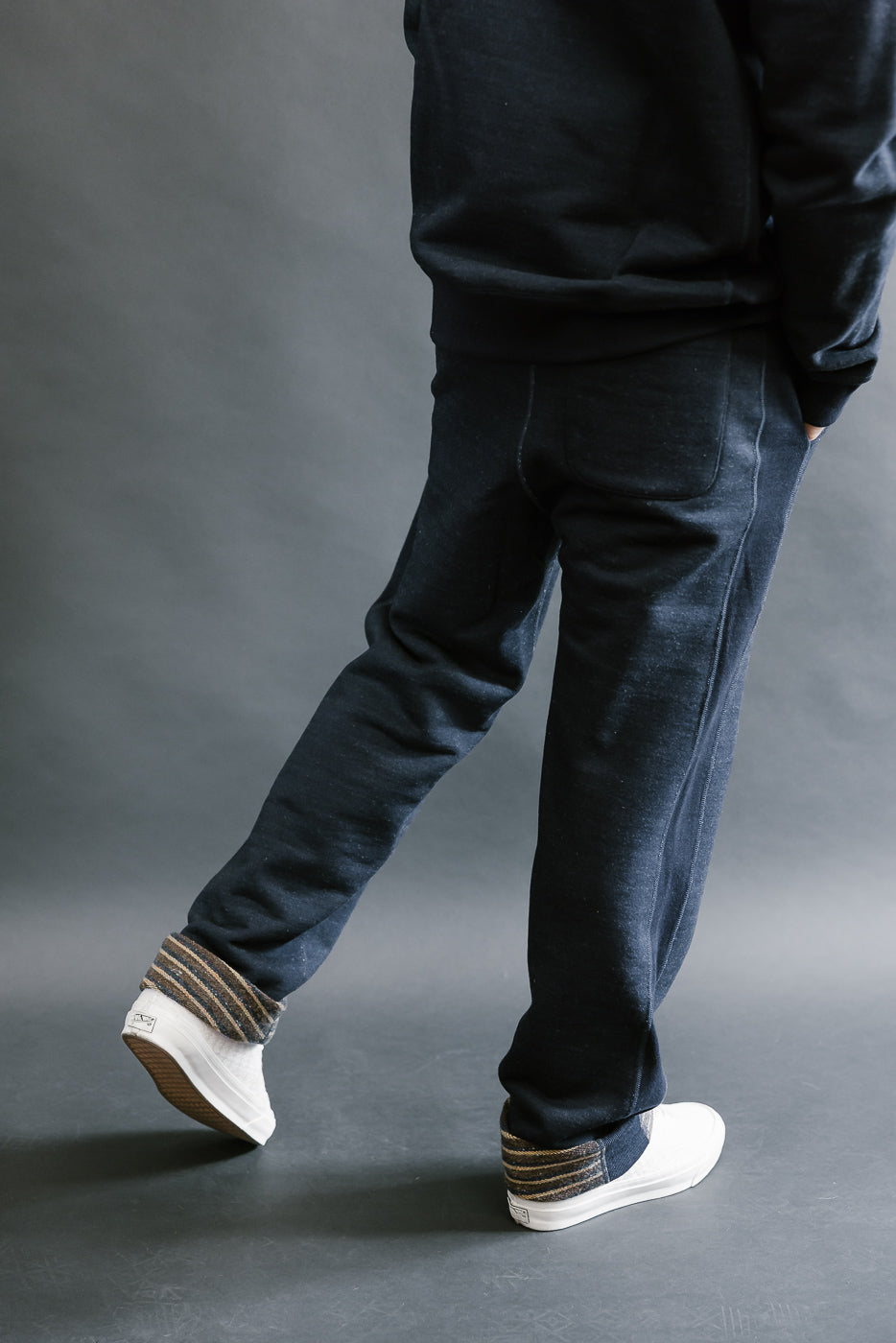 Sweat Pants - Real Indigo Blanket Striped French Terry