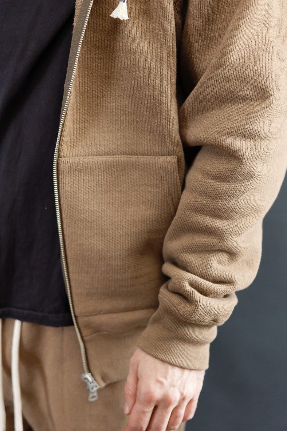 Zip Hoodie - Iron Mordant Double Heavyweight French Terry Foxfibre® - Coyote 80