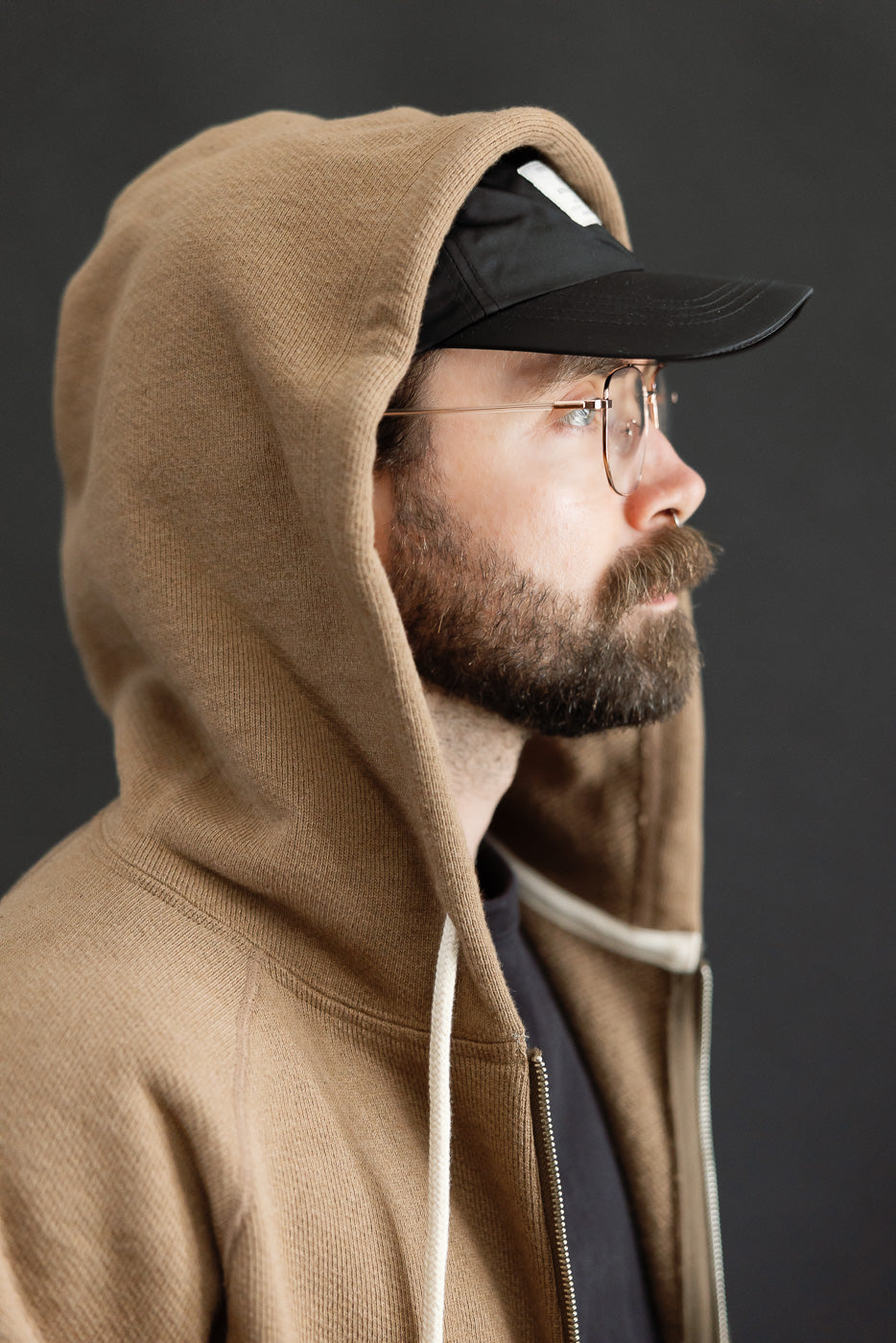 Zip Hoodie - Iron Mordant Double Heavyweight French Terry Foxfibre® - Coyote 80