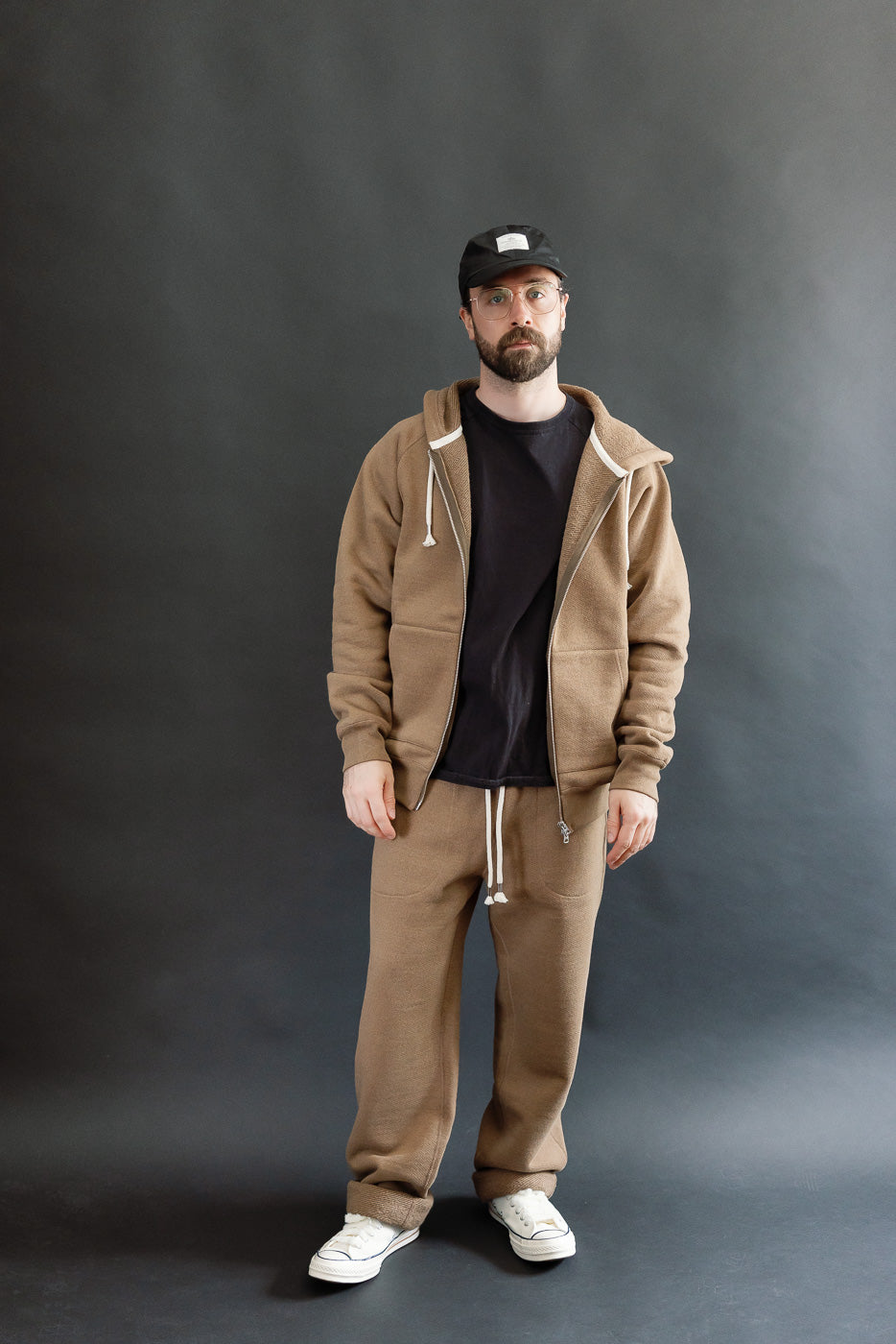 Zip Hoodie - Iron Mordant Double Heavyweight French Terry Foxfibre® - Coyote 80