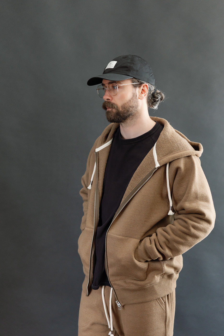 Zip Hoodie - Iron Mordant Double Heavyweight French Terry Foxfibre® - Coyote 80