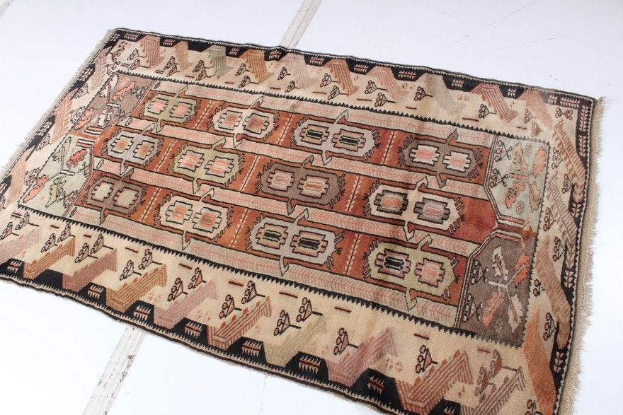 Semi-Antique Hand-Knotted Turkish Oushak Rug