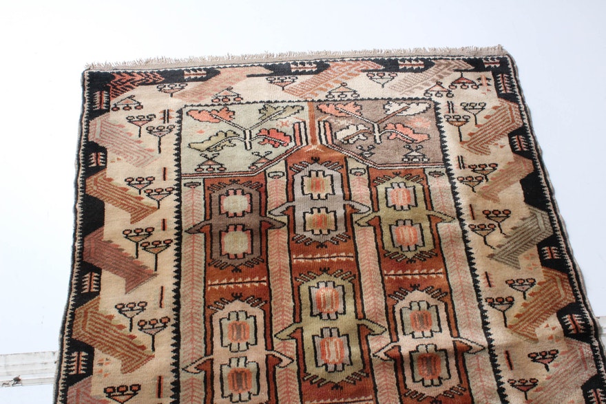 Semi-Antique Hand-Knotted Turkish Oushak Rug