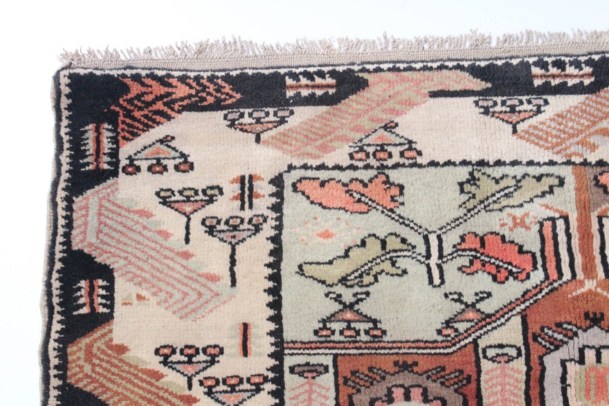 Semi-Antique Hand-Knotted Turkish Oushak Rug