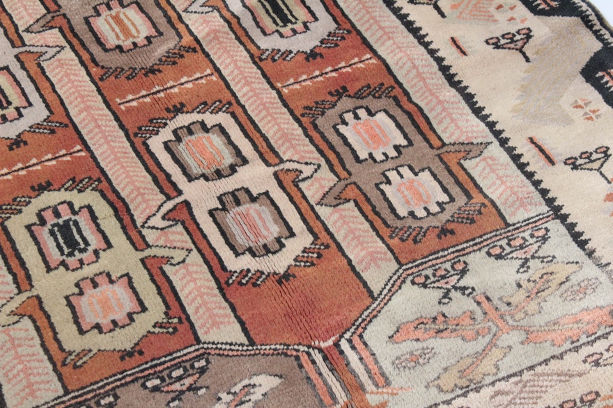 Semi-Antique Hand-Knotted Turkish Oushak Rug