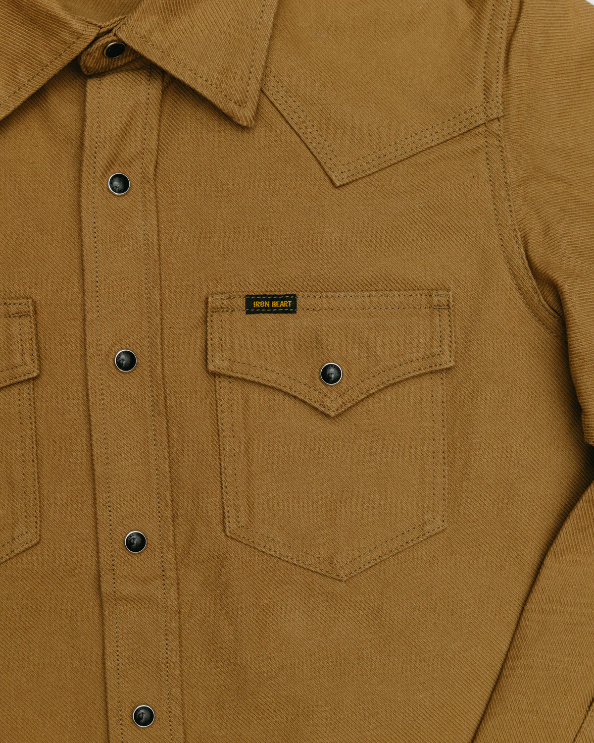 IHSH-235-BRN - 13oz Military Serge Western Shirt - Brown