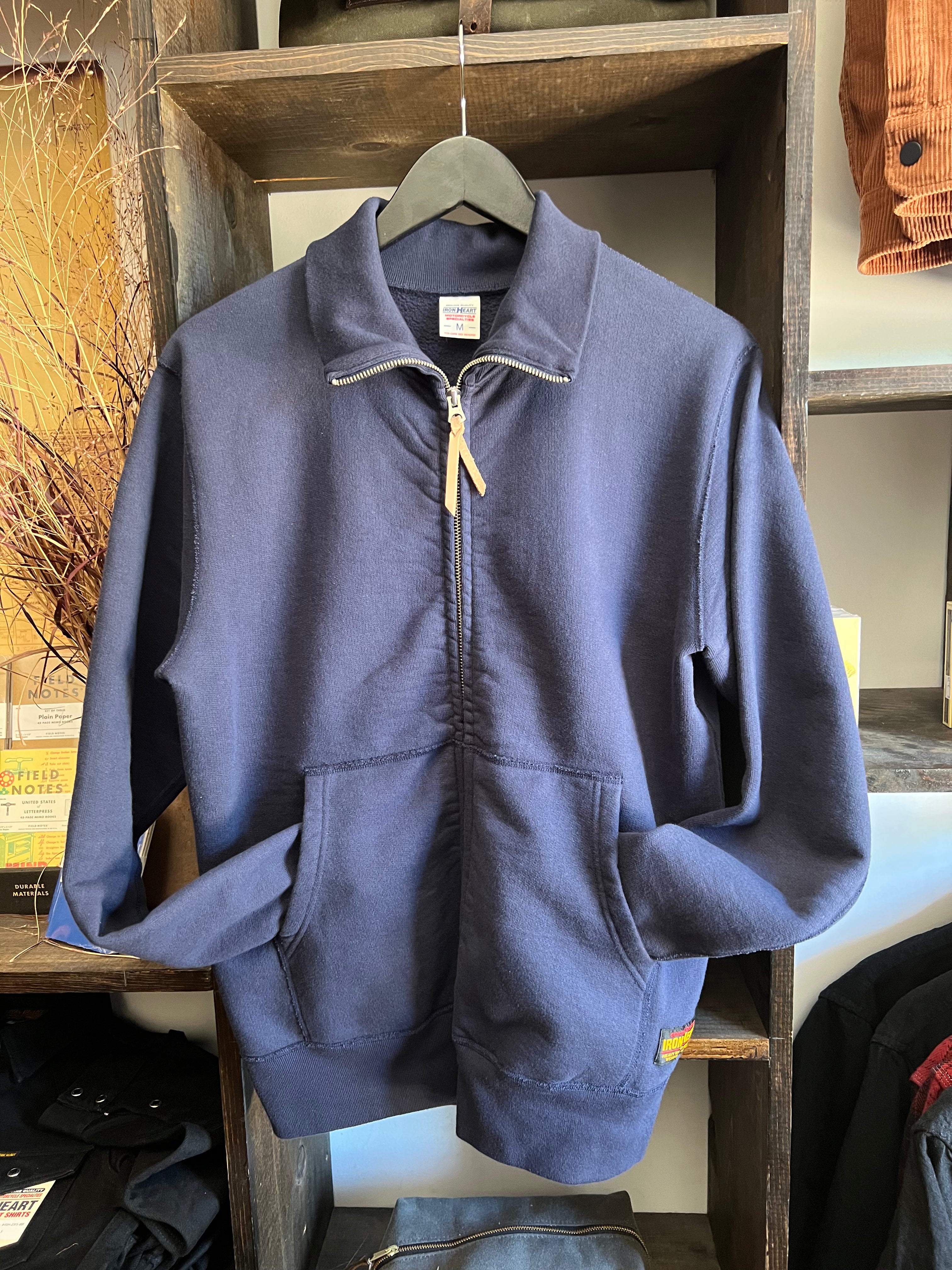 Iron Heart 14oz Loopwheel Cotton Zip Up Sweater - Navy - Medium