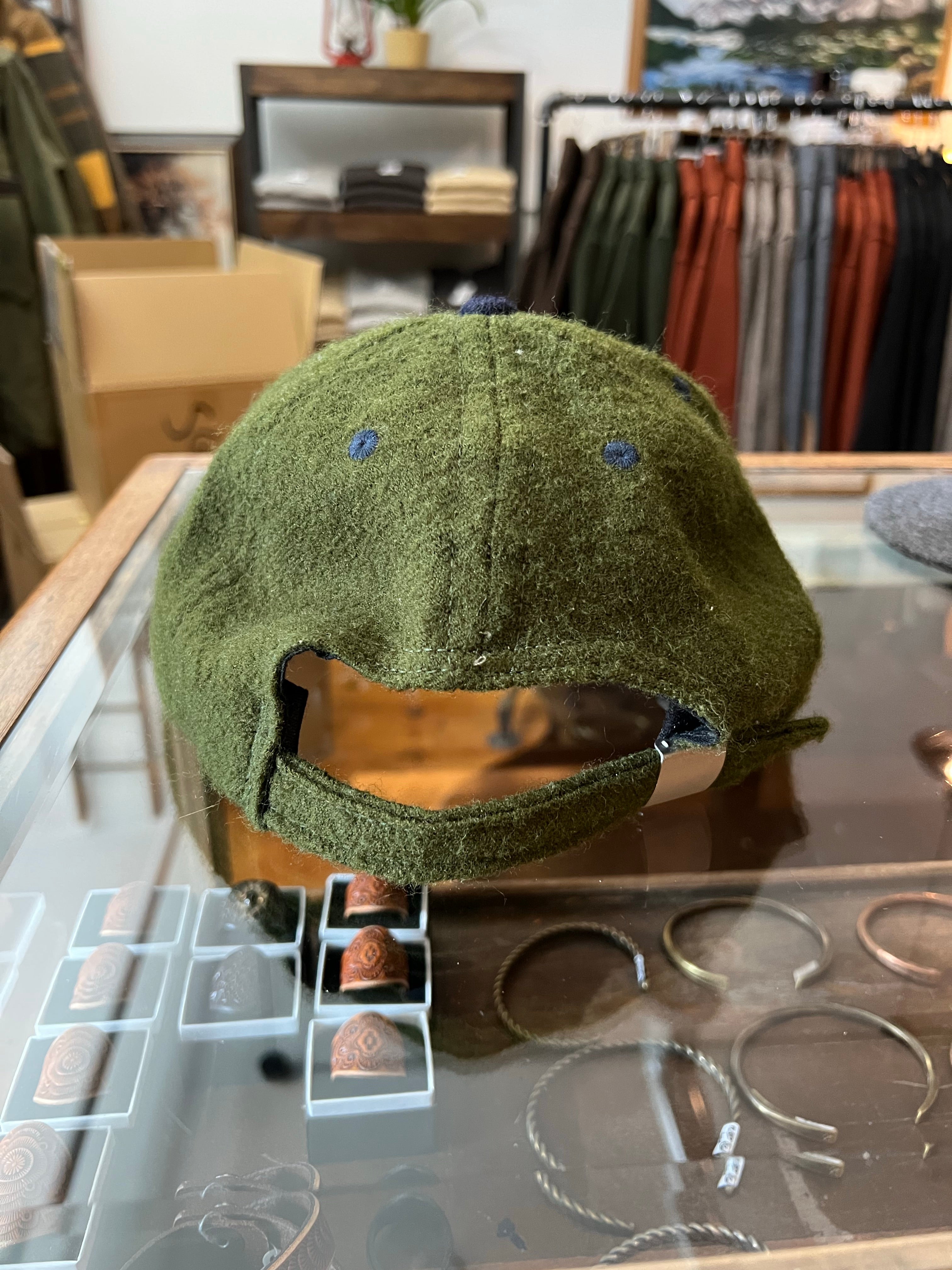 Gently Used Paa Wool Two Caps Bundle - Green/Navy, Heather Gray