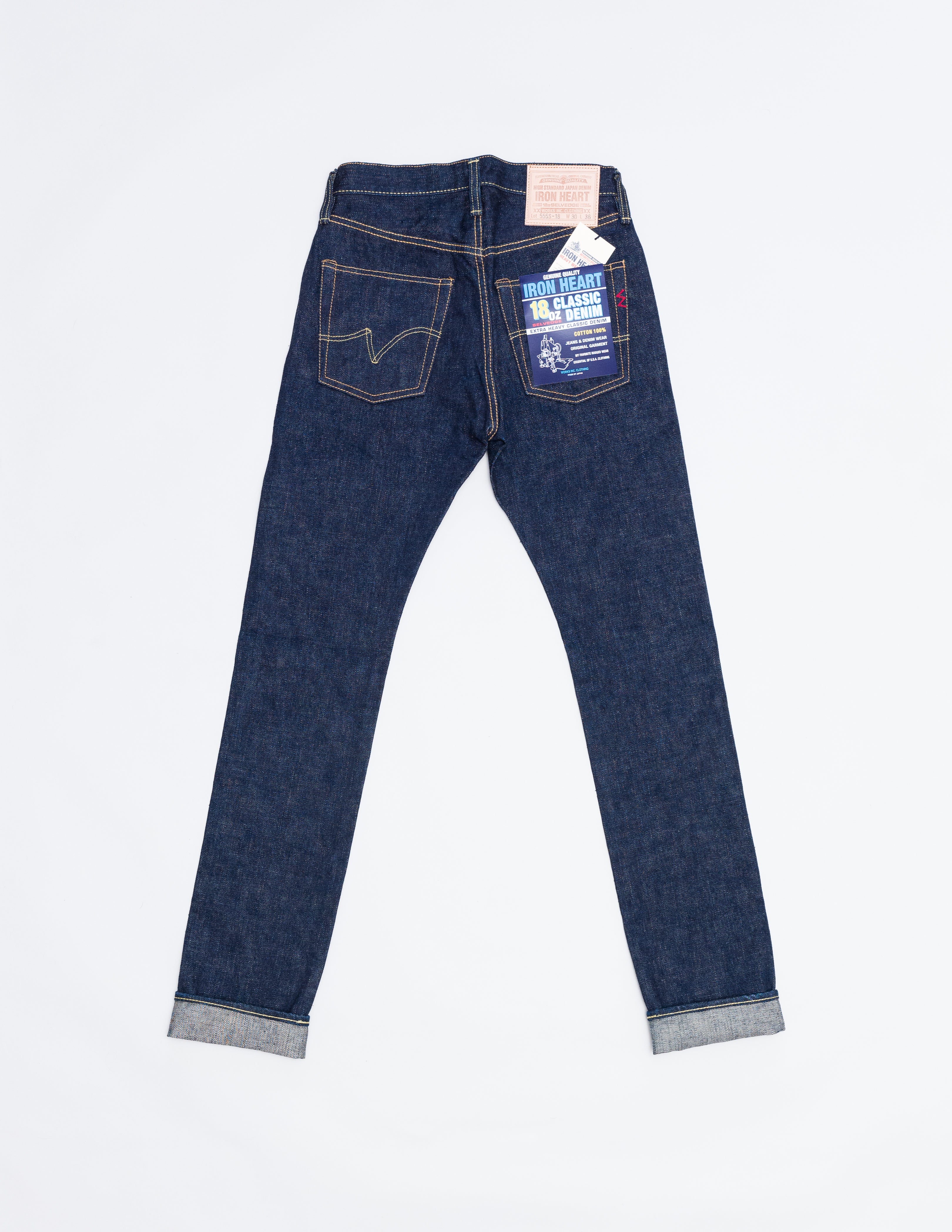 IH-555S-18 - 18oz Vintage Selvedge Denim Super Slim Cut Jeans - Indigo