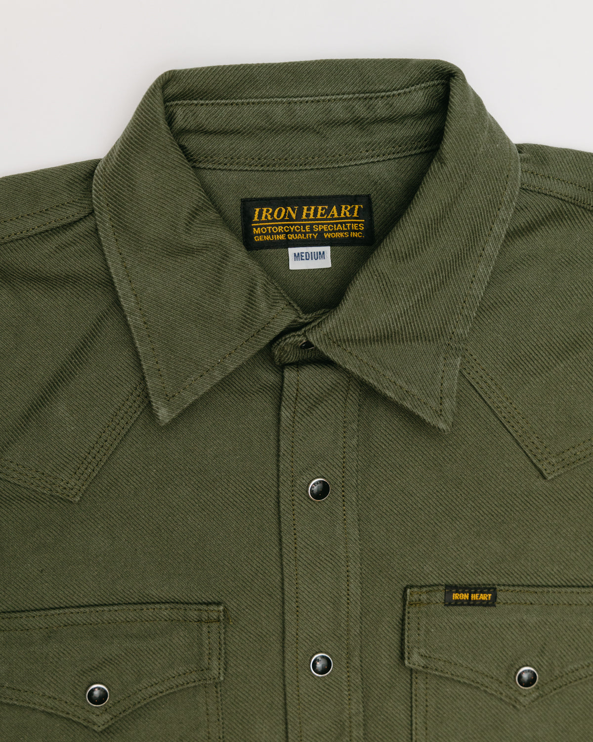 IHSH-235-OLV - 13oz Military Serge Western Shirt - Olive