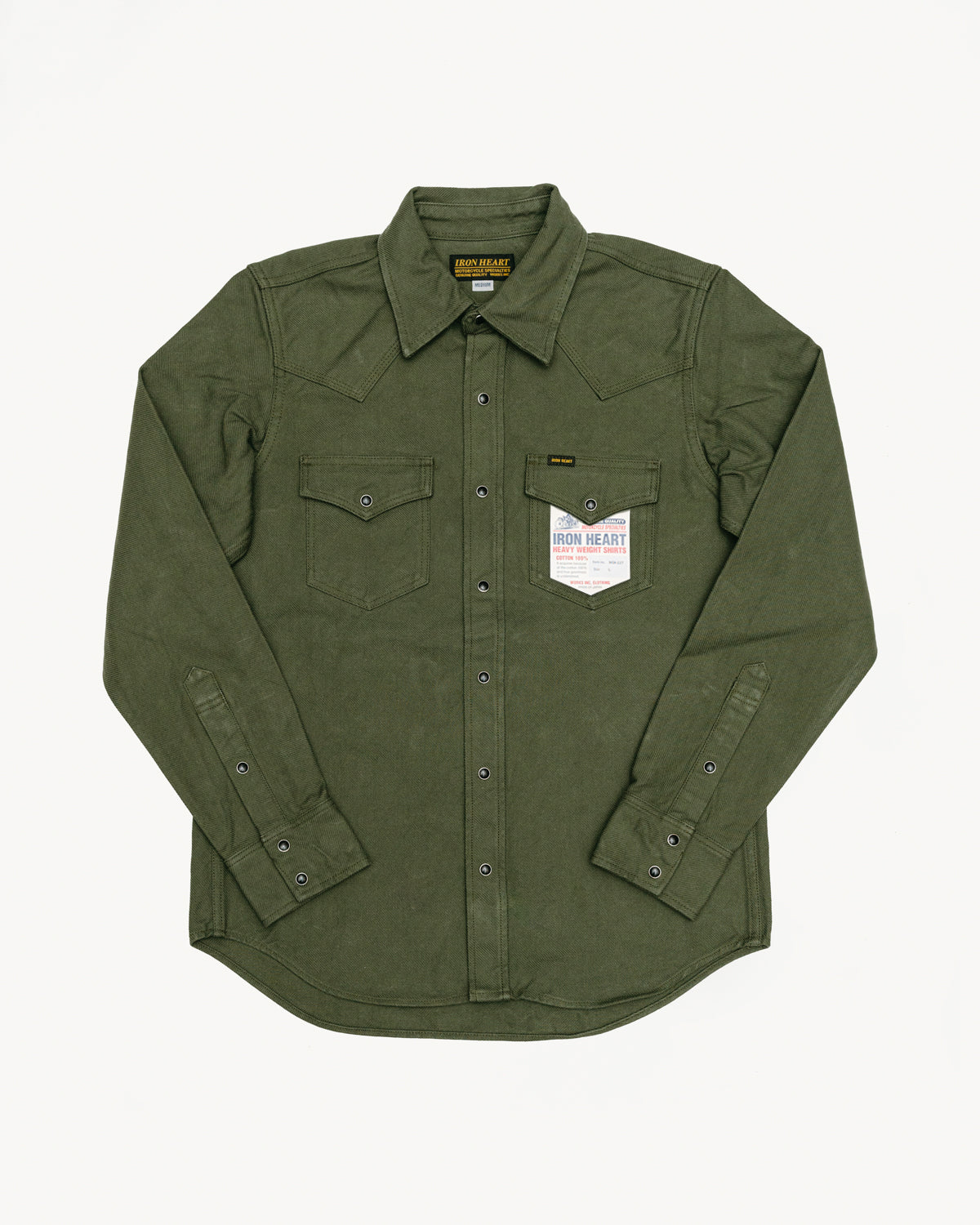 IHSH-235-OLV - 13oz Military Serge Western Shirt - Olive