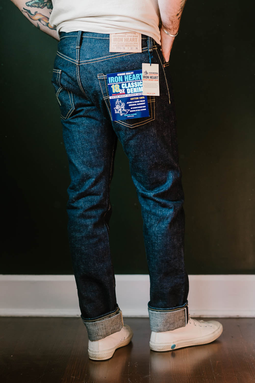 IH-777S-18 - 18oz Vintage Selvedge Denim Slim Tapered Cut Jeans - Indigo