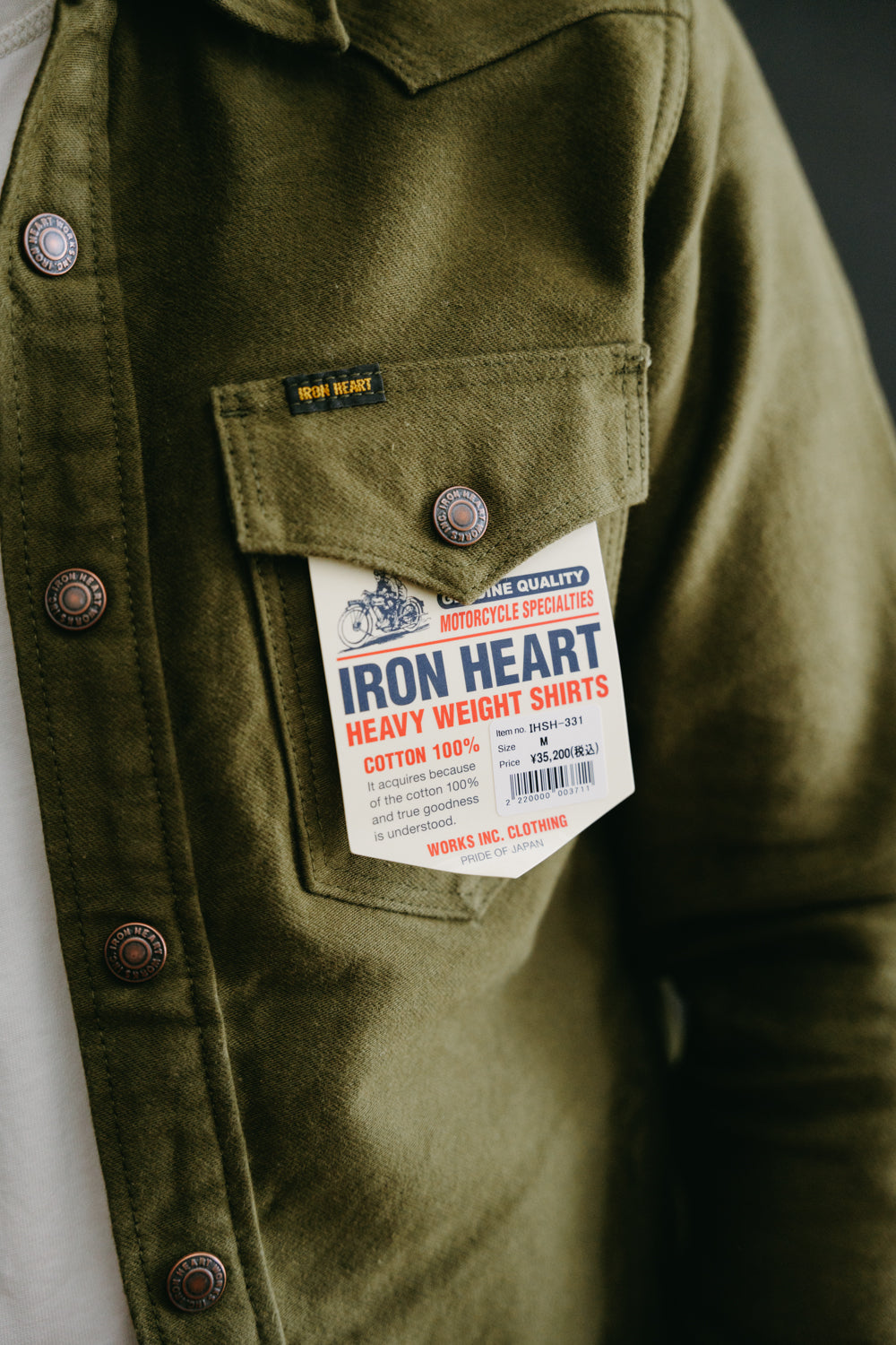 IHSH-331-ODG - 12oz Moleskin CPO Shirt - Olive
