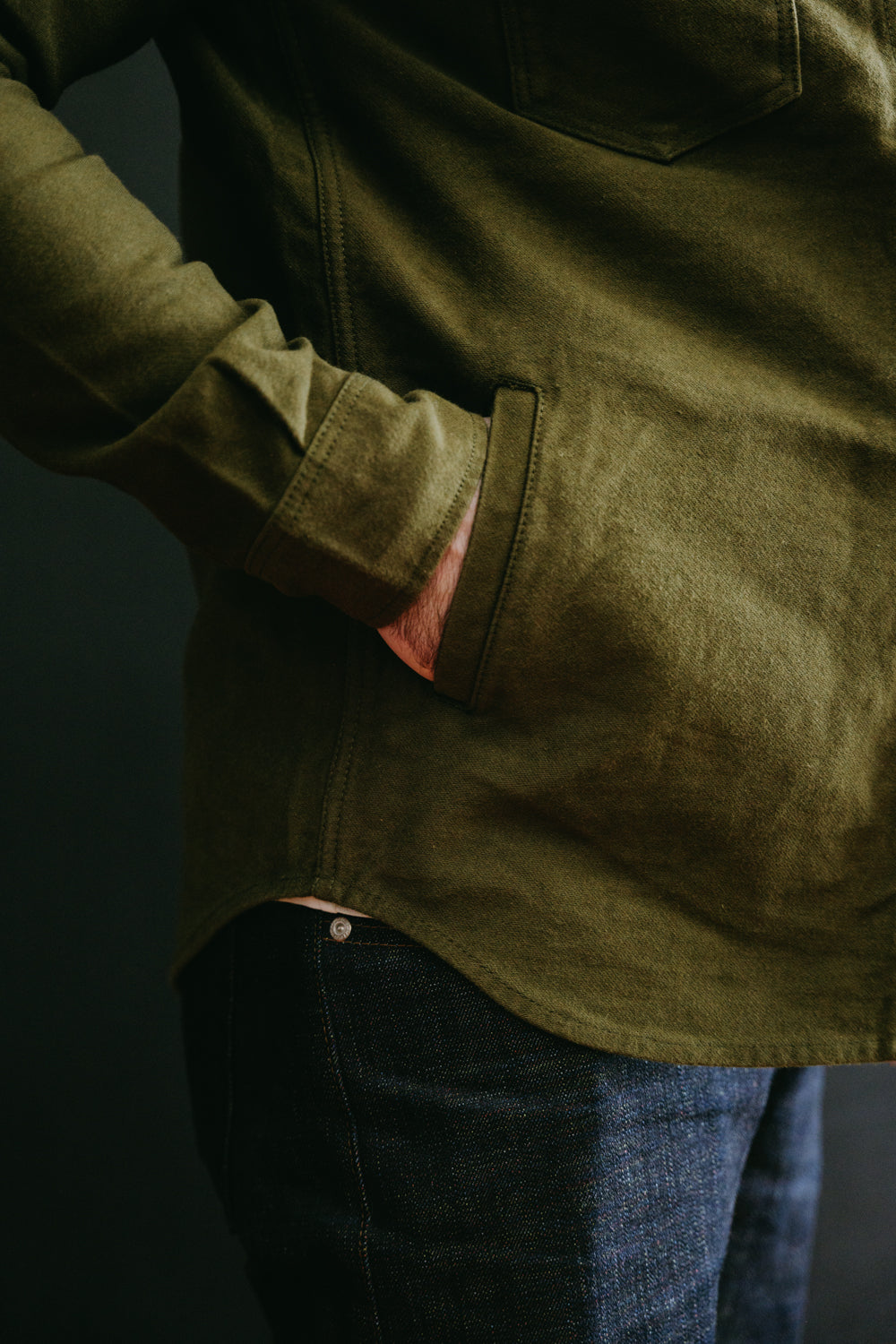 IHSH-331-ODG - 12oz Moleskin CPO Shirt - Olive