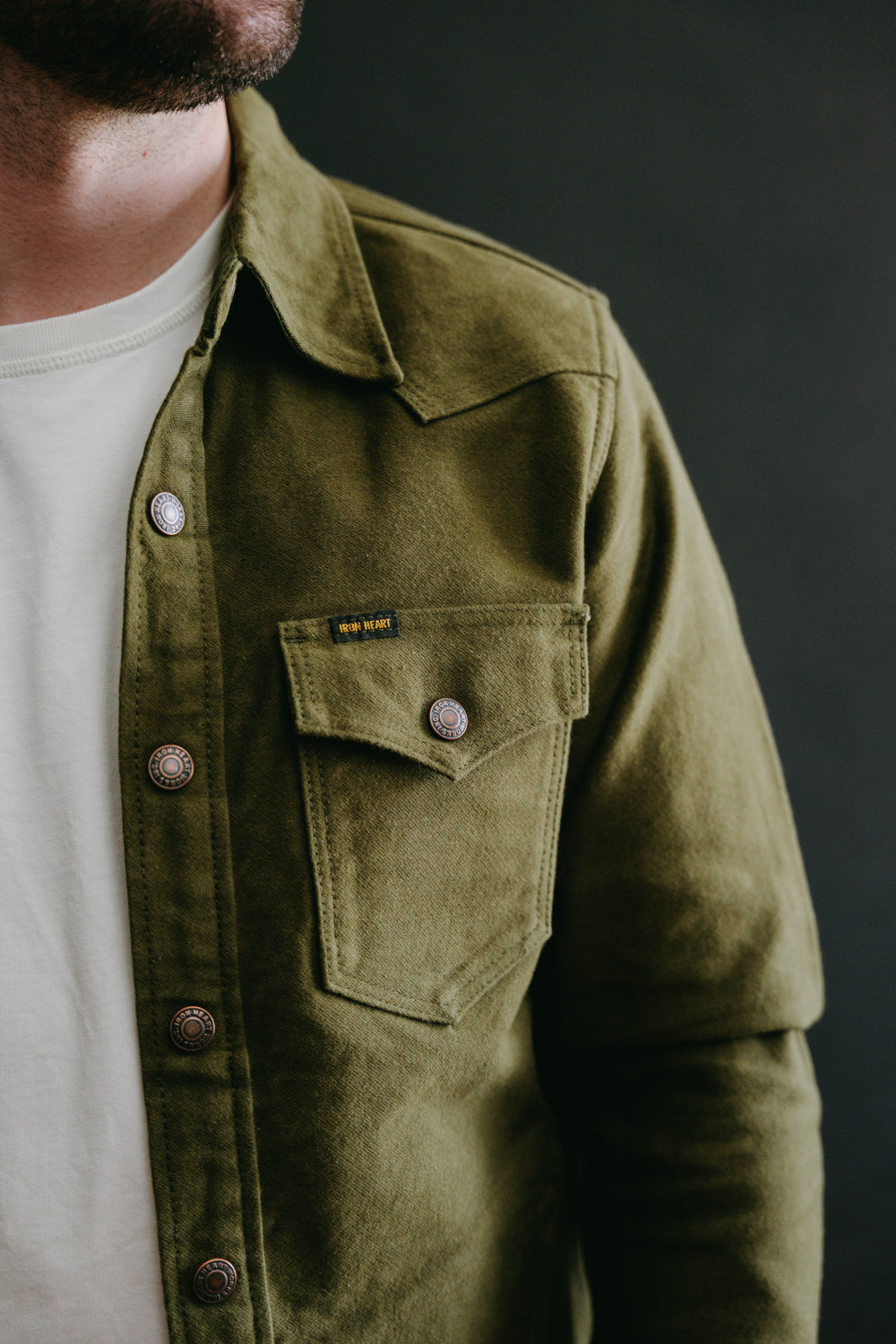IHSH-331-ODG - 12oz Moleskin CPO Shirt - Olive