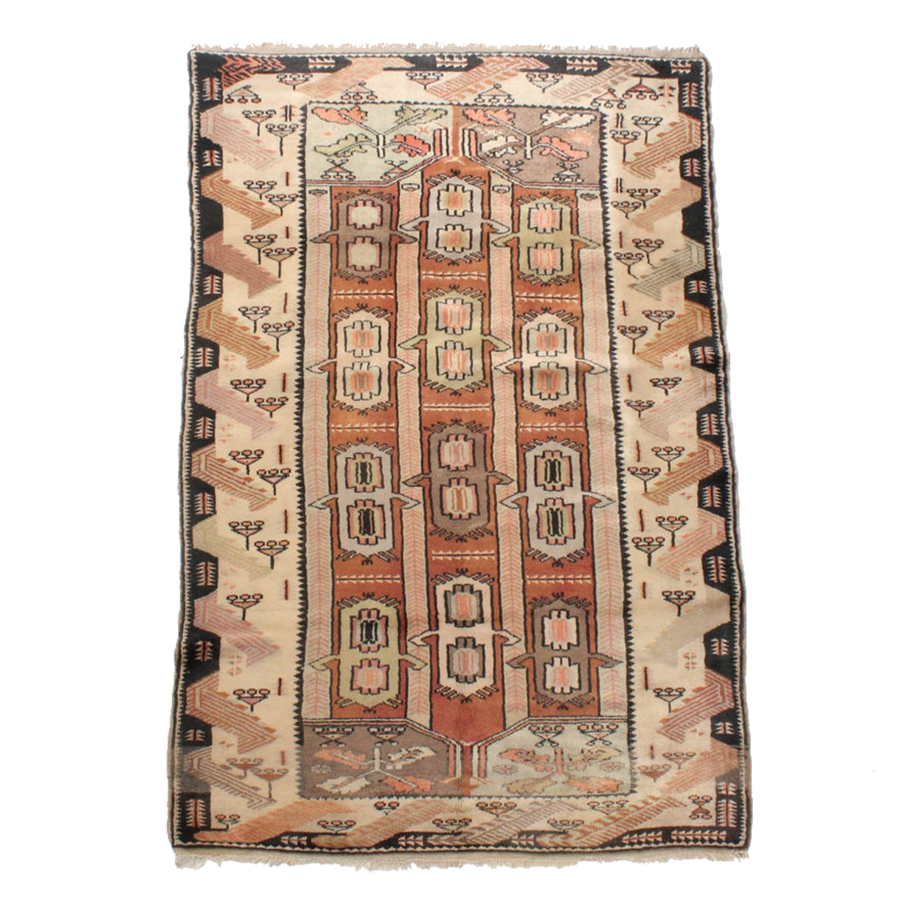 Semi-Antique Hand-Knotted Turkish Oushak Rug