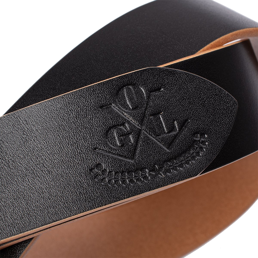 Single Prong Brass Garrison Leather Belt - Hand-Dyed Black