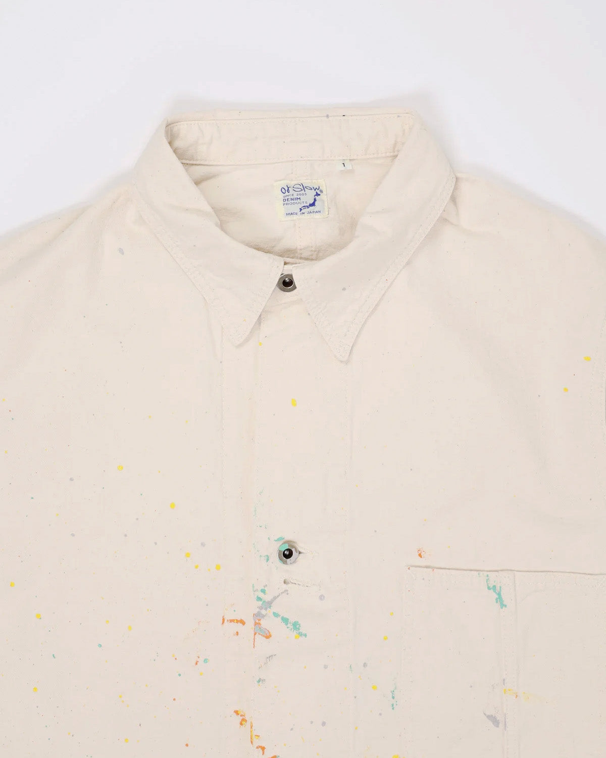 01-6150-P66 - Coverall Kinari Denim - Ecru with Paint