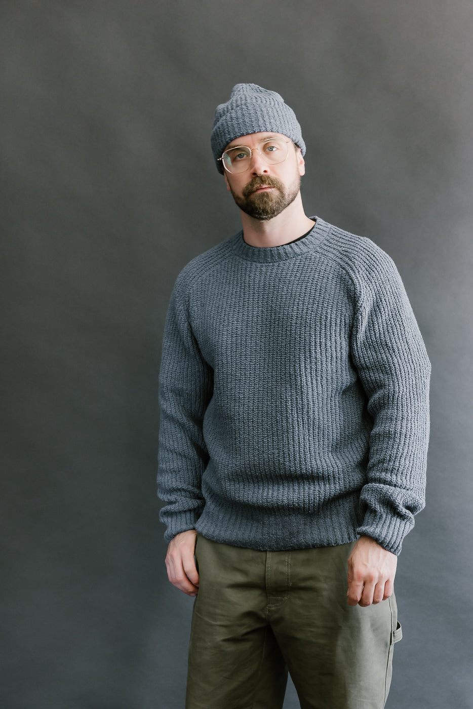 Cotton Crewneck Bouclé Sweater - Lapis