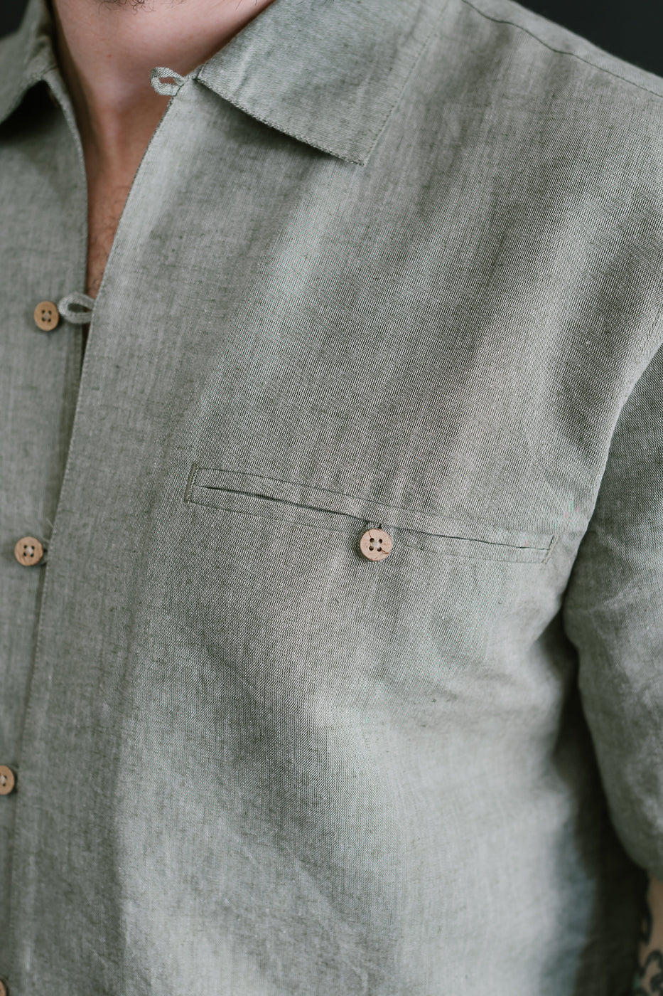 Short Sleeve Linen Loop Shirt - Grass