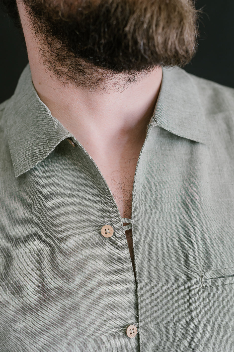 Short Sleeve Linen Loop Shirt - Grass