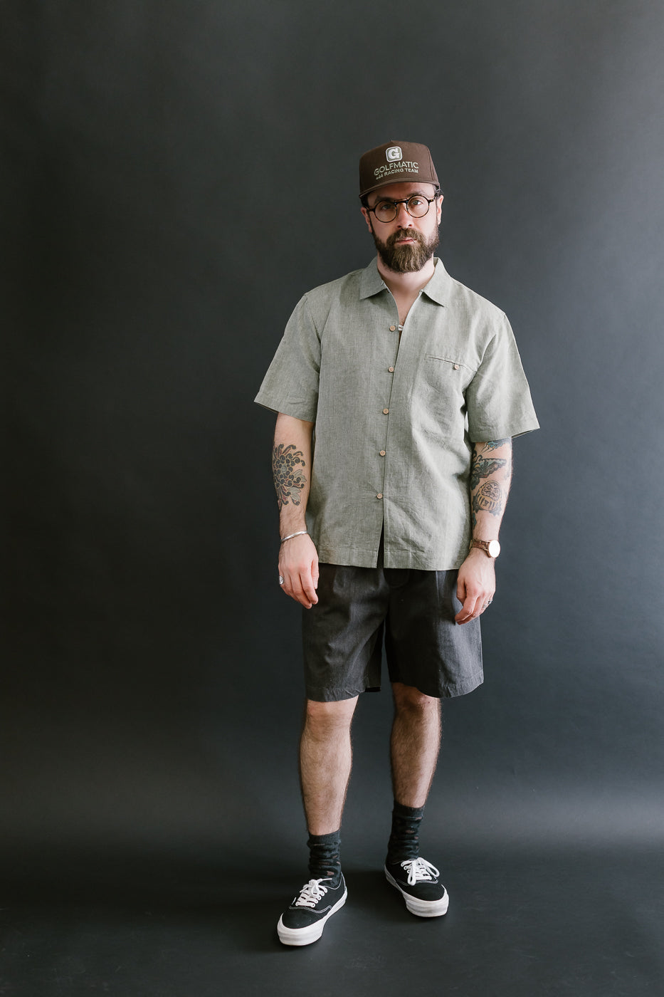 Short Sleeve Linen Loop Shirt - Grass