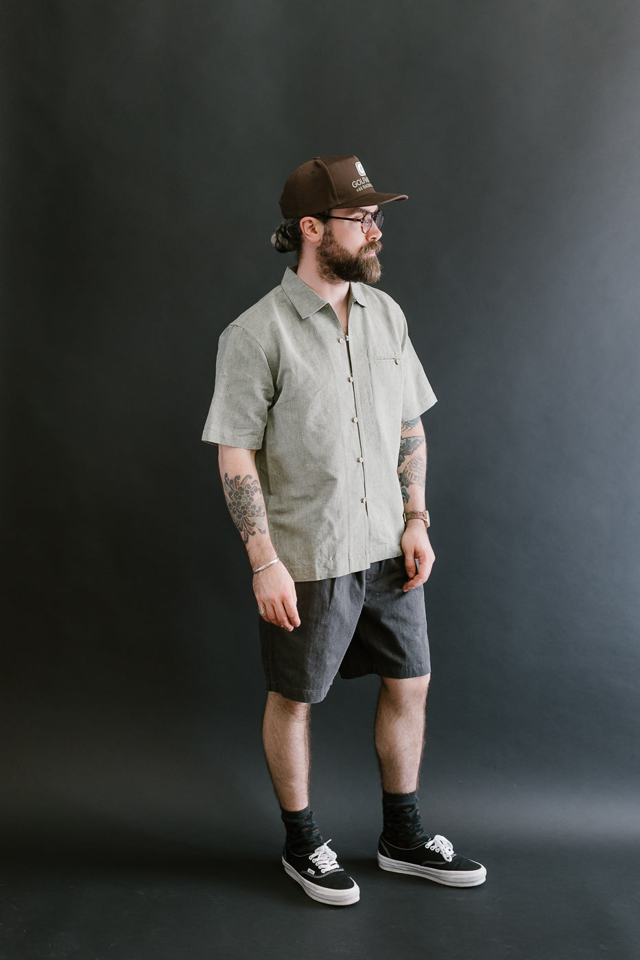 Short Sleeve Linen Loop Shirt - Grass