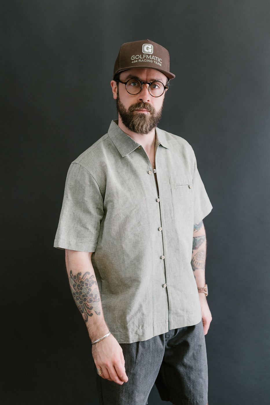 Short Sleeve Linen Loop Shirt - Grass