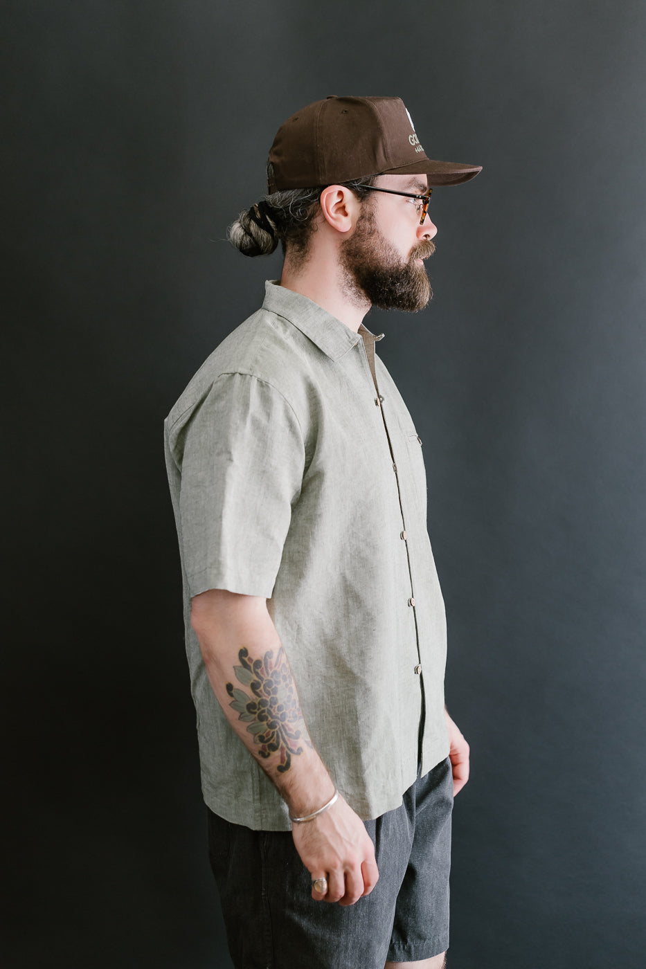 Short Sleeve Linen Loop Shirt - Grass