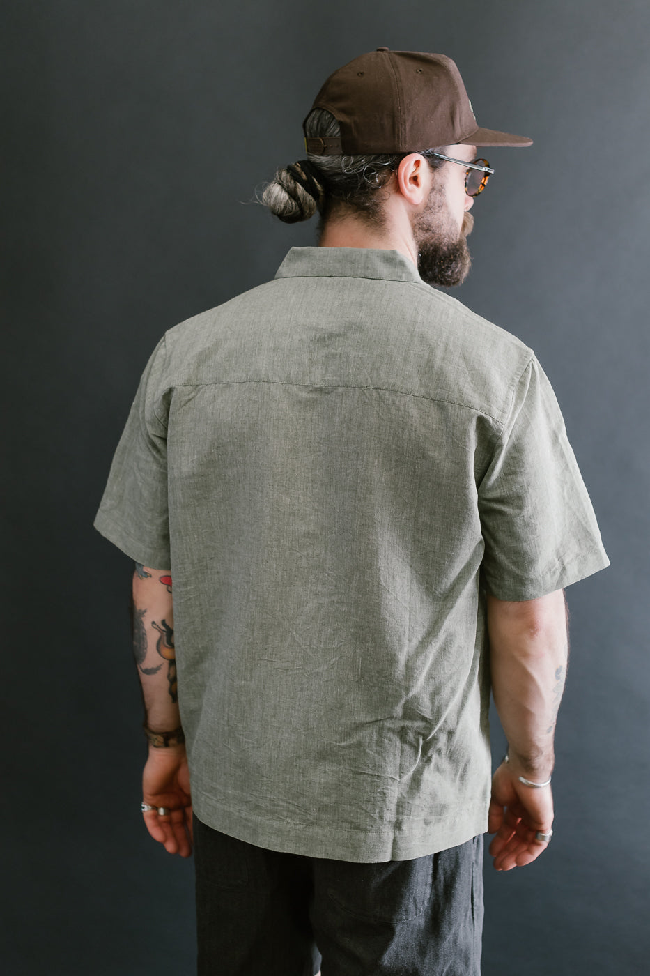 Short Sleeve Linen Loop Shirt - Grass