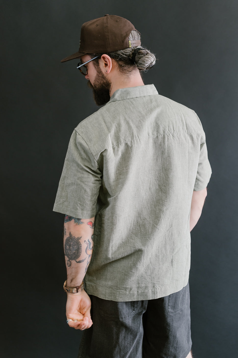 Short Sleeve Linen Loop Shirt - Grass