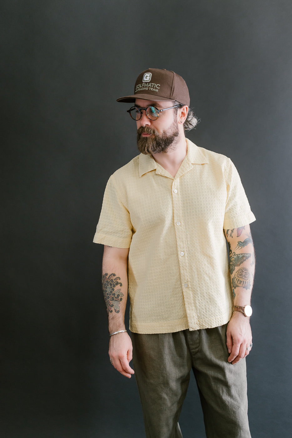 Short Sleeve Resort Shirt Geo Weave - Sunflower