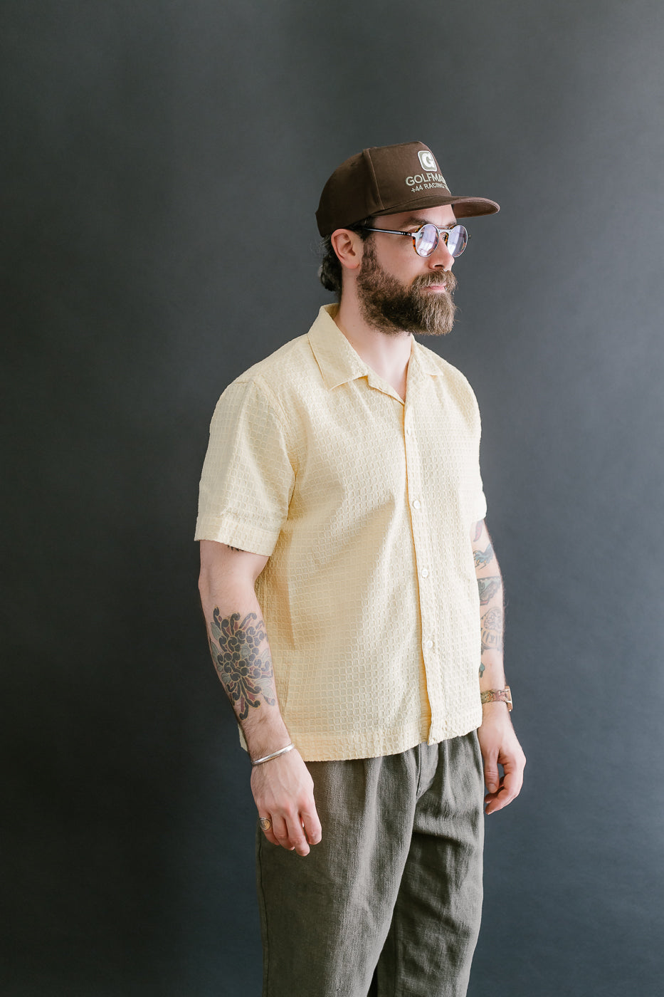 Short Sleeve Resort Shirt Geo Weave - Sunflower